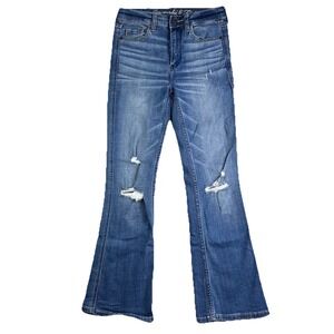 Abercrombie Flare Leg Distressed Jeans Womens 0 Regular (26x26) Stretch Light